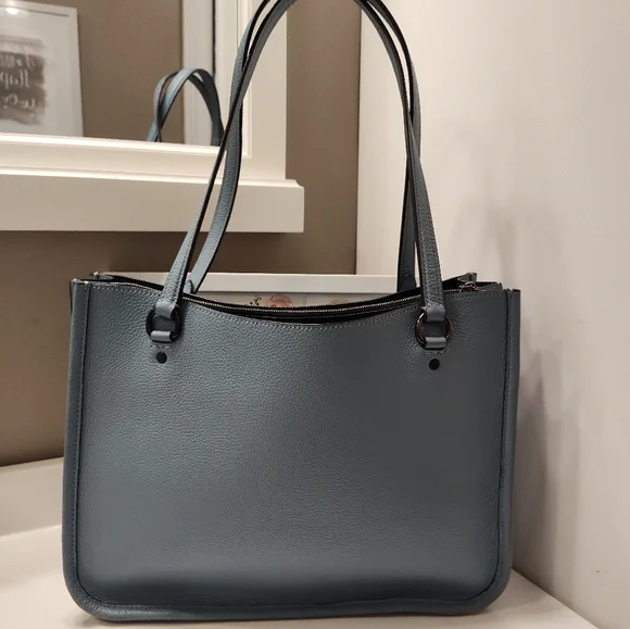 🧁GUC Coach Tyler Carryall 28 Medium Blue C2273 Pebble Leather Shoulder Tote Bag - Picture 10 of 16